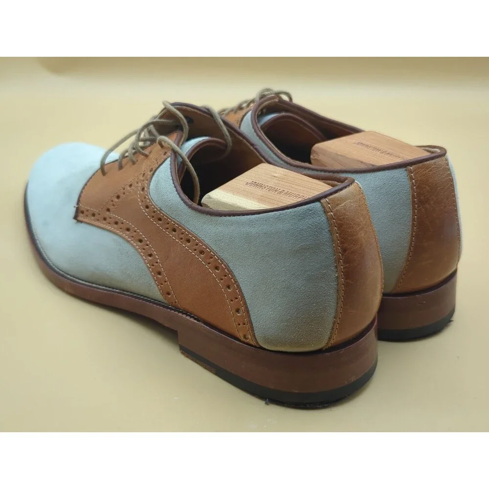 Johnston & Murphy Saddle Oxfords Men's Sz 11 Brown Leather/Cream Nubuck Suede